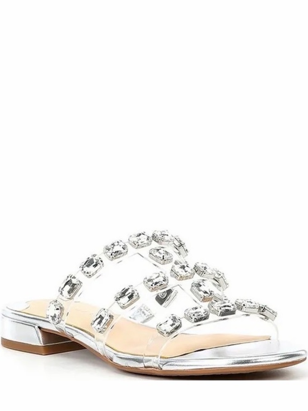 Clear Rhinestone Silver Slide Sandals - Picture 4 of 4